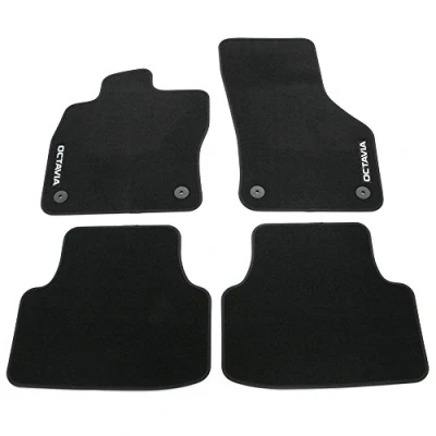 Afbeelding van Skoda 5E1061404C Standaard textiel vloermatten set 4x stoffen matten zwart met Octavia opschrift