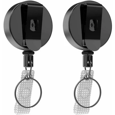 Afbeelding van Intrekbare Sleutelhanger badgehouder 2 delige gesp voor sleutels, ID kaarten, fluitjes (65 70 cm snoer)