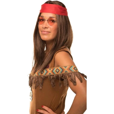 Afbeelding van Vrije hippie pruik met snor