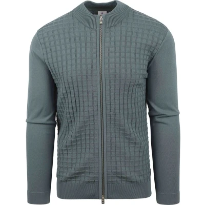 Afbeelding van Blue Industry Vest Groen Structuur maat L Heren met Modern fit Pasvorm Viscose Suitable Herenkleding
