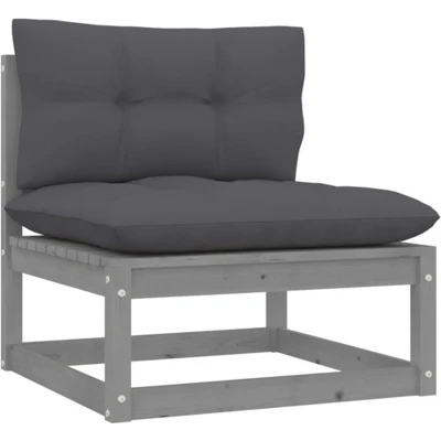 Afbeelding van 2 Delige Loungeset Met Kussens Massief Grenenhout Grijs 1 / Middenbank