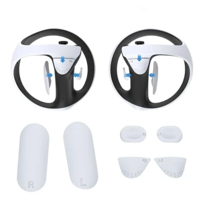 Afbeelding van Digicharge Controller handgrepen voor PSVR 2, PS VR2 accessoires, siliconen hoes, PlayStation VR 2 handvatpads, zacht comfort, antislip, anti zweet, (wit)