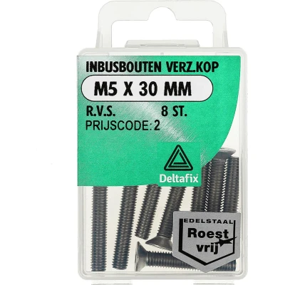 Afbeelding van Deltafix inbusbout platkop r.v.s. a2 m5 x 30 mm din 7991 8 st.