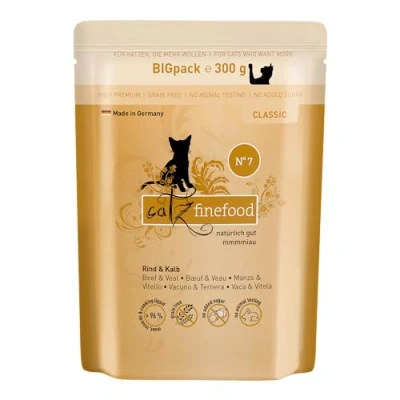 Afbeelding van catz finefood Classic N 7 Runder en kalfvoeding natvoer voor katten zonder granen suiker met een hoog vleesgehalte (6 x 300 g zakjes)