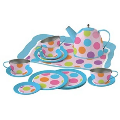 Afbeelding van Simply For Kids Tinnen Theeservies Confetti Met Koffertje
