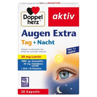 Afbeelding van Doppelherz Augen Extra Day + Night Met luteïne, zeaxanthine 5 vitaminen plus foliumzuur 30 capsules