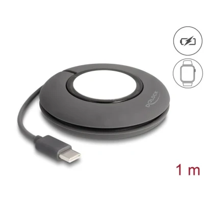 Afbeelding van Delock USB Type C™ Aufrollladekabel für Apple Watch 1 m grau magnet