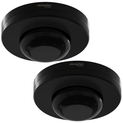 Afbeelding van Oktaplex Pia aanwezigheidsmelder, 2 delige set, plafond buiten en binnen, 360 infrarood bewegingsmelder, IP65, 230V, opbouwbewegingssensor, zwart