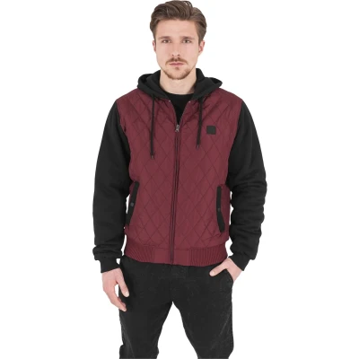 Afbeelding van Urban Classics Winterjas S Hooded Diamond Quilt Nylon Rood/Zwart