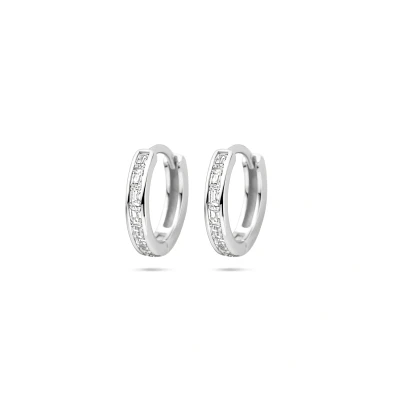 Afbeelding van Zilver Gerhodineerd Klapoorringen Zirkonia 12 Mm 1339110
