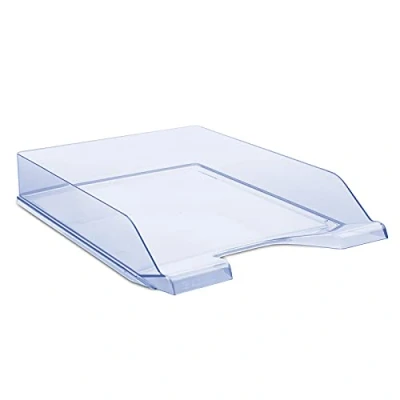 Afbeelding van DONAU Brievenbakje standaard transparant blauw / 6 stuks A4 brievenmand moderne en stapelbare legplank/transparant glashelder/bureauplank/polystyreen