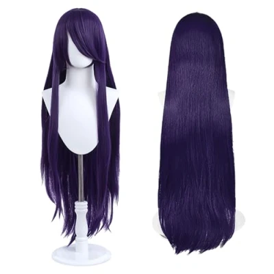 Afbeelding van 100 cm lange pruik, universele anime kostuum cosplay perfect voor feest, dagelijks gebruik, festivals en Halloween, geweldig tv, film, karakter (Paars)