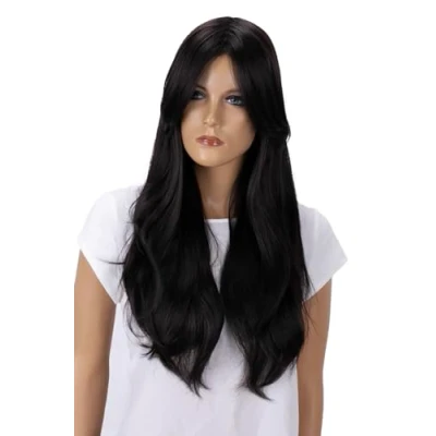 Afbeelding van CAISHA pruik Mardi Gras carnaval Cosplay lang haar zwart bruin PHK21