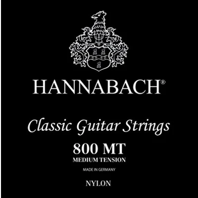 Afbeelding van Hannabach K Git.snaren set 800 zwart Nylon Medium Tension Klassieke gitaarsnaren