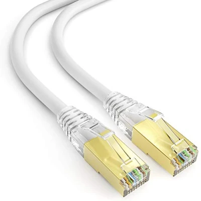 Afbeelding van mumbi LAN kabel 1,5 m CAT 8 netwerkkabel afgeschermd F/FTP CAT8 ethernetkabel patchkabel RJ45 meter, wit
