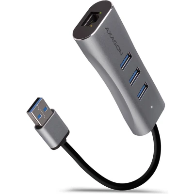 Afbeelding van AXAGON HMA GL3AP 3x USB A + GLAN, USB3.2 Gen 1 hub, metal, micro power, 20cm cable *USBAM *USBAF *RJ45F