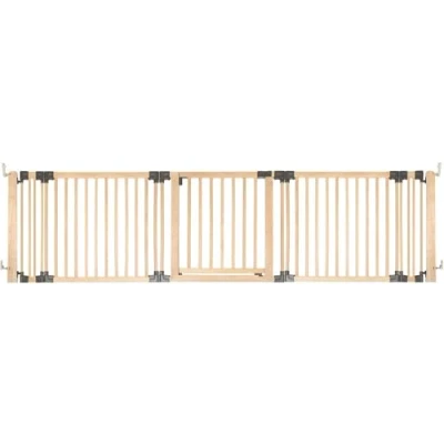 Afbeelding van Safetots Houten Multi Panel Room Divider Assortiment, Tot 296,5cm (11 opties beschikbaar), Natuurlijk Hout, Flexibele Kamerbarrière met Meerdere Panelen, Kamer Verdeler Deur voor Baby en Peuter, Eenvoudige Installatie