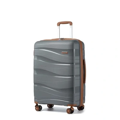 Afbeelding van Kono Reiskoffer 56cm Lichte Polypropyleen Koffers met Harde Schaal en TSA slot Zwenkwielen,Grijs