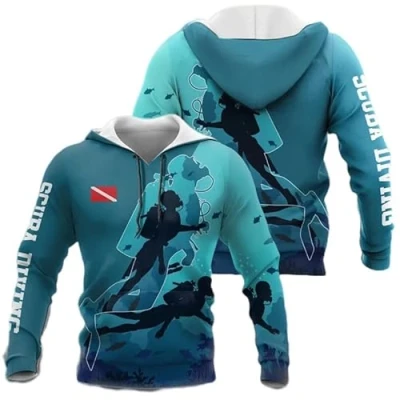 Afbeelding van keephenDE Mannen Hoodie Duiken Patroon 3D Gedrukt Vrouwen Hooded Sweatshirt Lange Mouw Casual Trui, # 6, 3XL