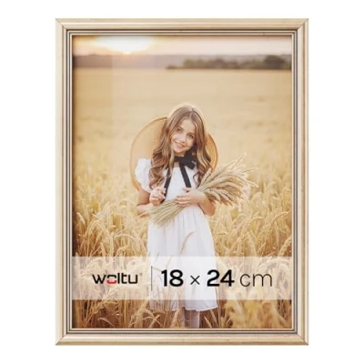 Afbeelding van WOLTU 1 Stuck Fotolijstje 18x24cm structuur in Houten en paneel glas,Goud BR9667gd