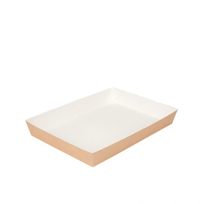 Afbeelding van Snack Bord nano Karton 255x180x37mm Bruin Wit