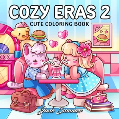 Afbeelding van Cozy Eras 2: Cute Coloring Book for Adults and Teens with Charming Characters Easy to Color Nostalgic Scenes Relaxation