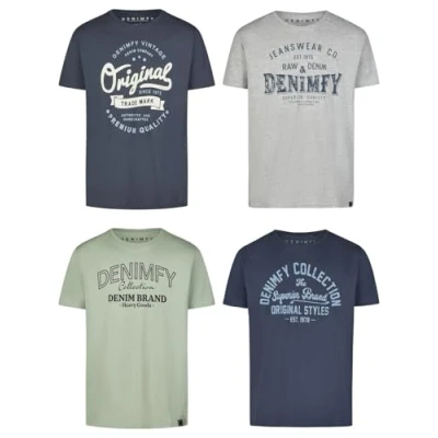 Afbeelding van DENIMFY Heren T Shirt DFNuri 4 Pack regular fit Veelkleurig XL Ronde Hals Volwassenen