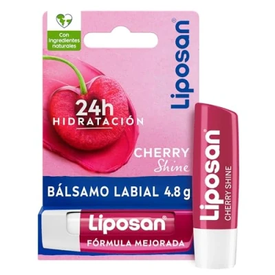 Afbeelding van Liposan Cherry Shine (1 x 4,8 g), cacao voor lippen met kersengeur, lippenbalsem, vochtinbrengende lotion mooie, zachte en sappige