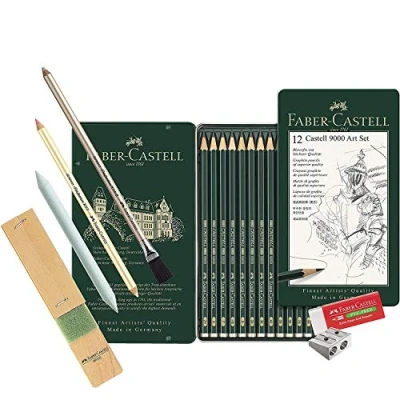 Afbeelding van Faber Castell 119065 potlood 9000, set van 12 stuks, inhoud 8B 2H (grafiet kunstset, basisassortiment)