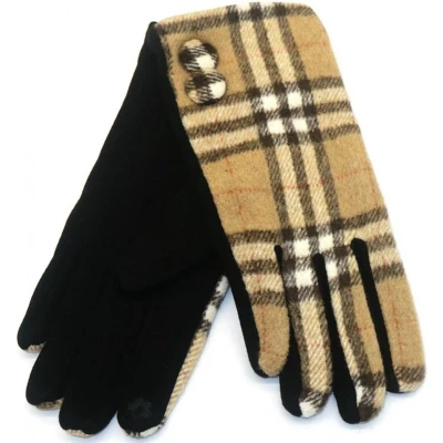 Afbeelding van Handschoenen Geruit Dames One Size Touchscreen Tip Bruin