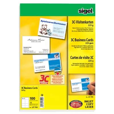 Afbeelding van Visitekaart Sigel 85x55mm 225gr gladde zijden wit 1000 stuks