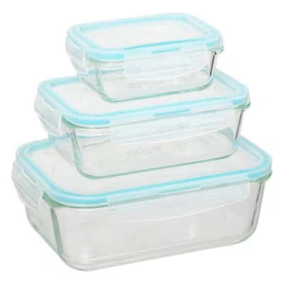 Afbeelding van Magnetron schaal set van 3 voorraaddoos Diepvries doos Ovenbestendig 0.3L 0.8L 1.7L