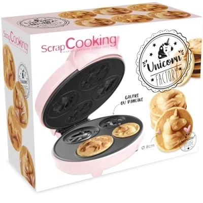 Afbeelding van ScrapCooking Eenhoorn wafel en pannenkoekenmachine Unicorn Factory Antiaanbaklaag Cadeau idee voor bakken koken Inclusief recept Roze 3886
