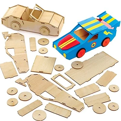 Afbeelding van Baker Ross FE625 Sets Met houten Raceauto&#039;s Set van 2, knutselsets voor kinderen om te versieren en laten zien, educatieve activiteit