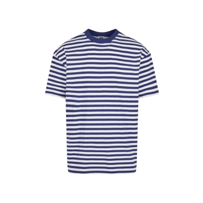 Afbeelding van Urban Classics Regular Stripe Tshirt print, Heren, Maat: 5XL, White darkblue