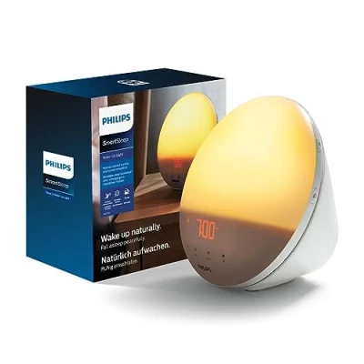 Afbeelding van Philips Wake up Light, simulatie van kleurrijke zonsopgang, 20 lichtintensiteiten en 7 natuurlijke geluiden (model HF3531/01)