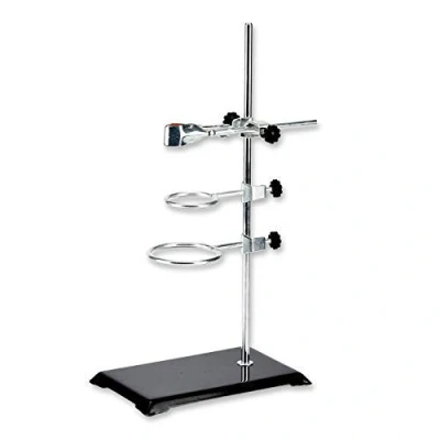 Afbeelding van feedal Chemie Laboratorium Retort Stand Lab Support (21x14cm), 2 Ringen (Dia. 5cm/7,3cm), Staaf (lengte 40cm) en Kolf Klem