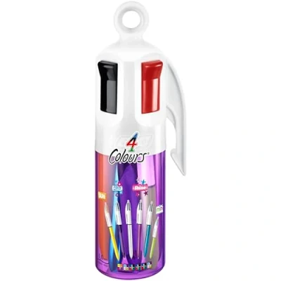 Afbeelding van BIC 962612 4 kleuren balpen (6 multifunctionele stiften, gesorteerd in paarse potloodhouder