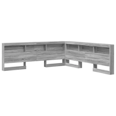 Afbeelding van vidaXL Opberghoofdbord met plank hoofdeinde opslag Grijs sonoma 180 cm Bewerkt hout