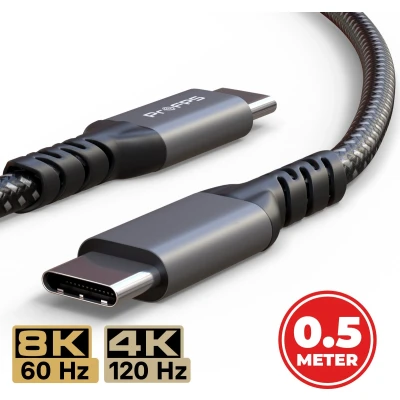 Afbeelding van ProFPS USB C naar Kabel 0.5m 4.0 Snellader en Datakabel 240W Oplaadkabel 40Gbps Thunderbolt 8K 60Hz &amp; 4K 120Hz Ondersteuning USBC geschikt voor Samsung, iPhone 15, iPad, MacBook meer