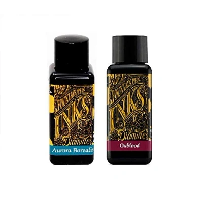 Afbeelding van Diamine Vulpeninkt 30ml Oxblood &amp; Aurora Borealis 2 Pack