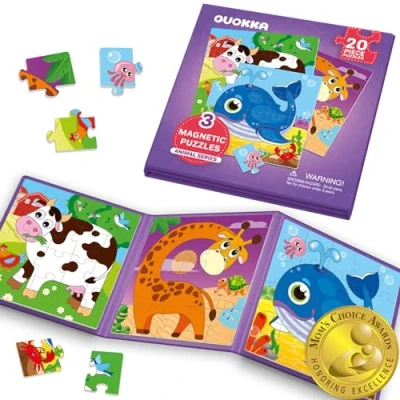 Afbeelding van Magneetspel van 2 tot 3 jaar 24 delige puzzelactiviteit in het vliegtuig voor peuters QUOKKA reisspelletjes kinderen 5 leermagneetcadeau onderweg