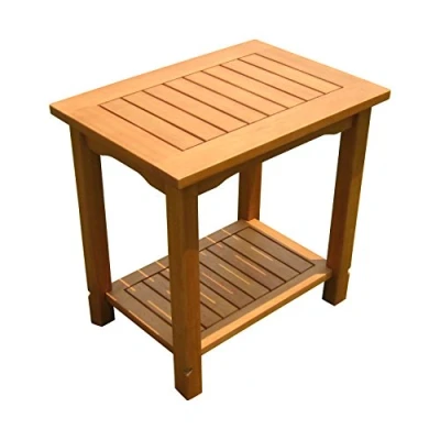 Afbeelding van Spetebo Eucalyptus Bijzettafel, geolied, 50 x 35 cm, houten tuintafel, klein, met 2 planken