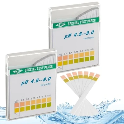 Afbeelding van ECENCE 200 stuks pH teststrips, meetbereik 4,5 9,0 lakmoes indicator universeelpapier, zuurtest voor aquariums, drinkwater
