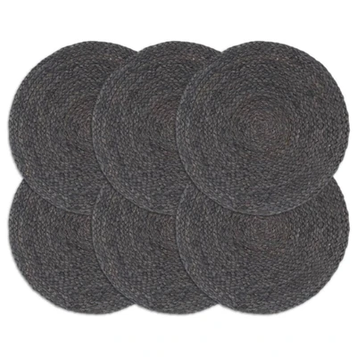 Afbeelding van Placemats 6 st rond 38 cm jute donkergrijs