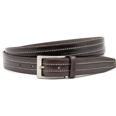 Afbeelding van JV Belts Sportieve donkerbruine pantalon riem heren en dames 3 cm breed Bruin Echt Leer Taille: 95cm Totale lengte riem: 110cm