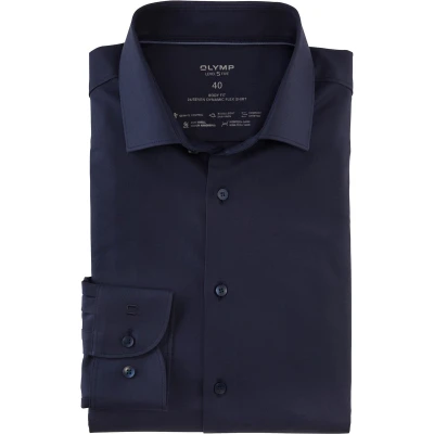Afbeelding van OLYMP Level Five Overhemd Donkerblauw maat 37 Heren Overhemden Formeel Effen met Slim fit Pasvorm Polyester