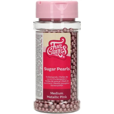 Afbeelding van FunCakes Suikerparels Medium Metallic Roze 80g Eetbare Taartdecoratie