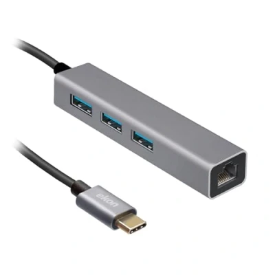 Afbeelding van Ekon ECITHUBLAN3USBIN interface hub USB 2.0 Type C 5000 Mbit/s Grijs