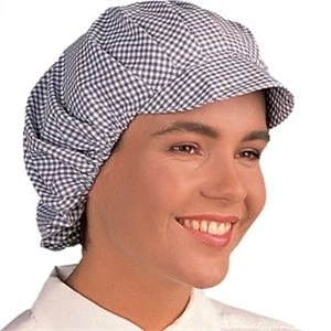 Afbeelding van Whites polykatoen koksmuts met klep blauw wit geruit